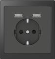 Merten D-Life outlet with double USB charger (anthracite)